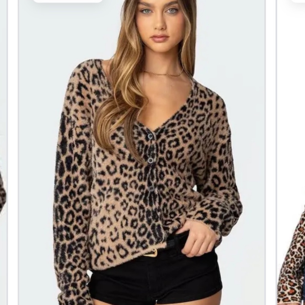 Edikted Brown Leopard Long Sleeve Top